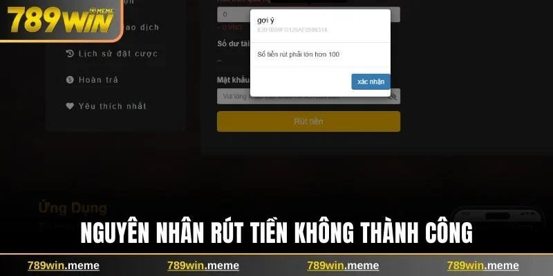 Nguyên nhân giao dịch tiền trên nhà cái không thành công